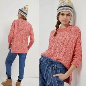 NWT Anthropologie Pilcro Jasmine Red Cable Knit Oversized Sweater - XL